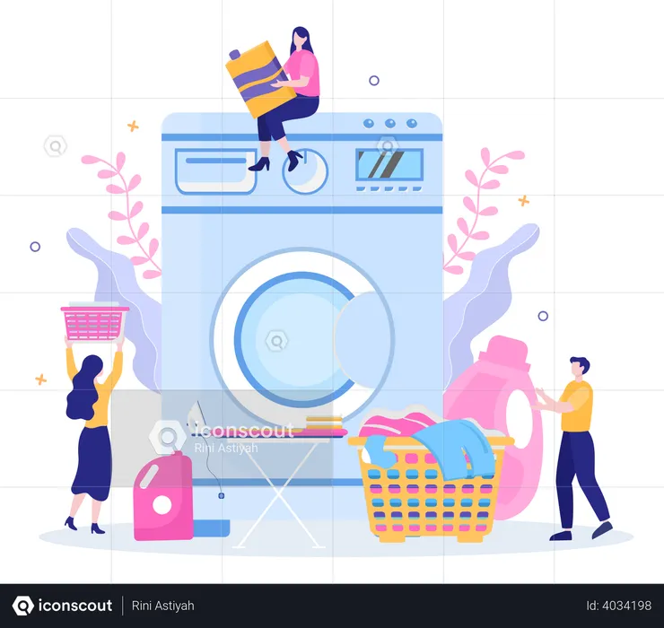 People using laundry service  Illustration