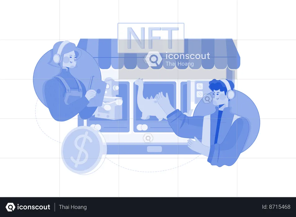 People using NFT marketplace  Illustration