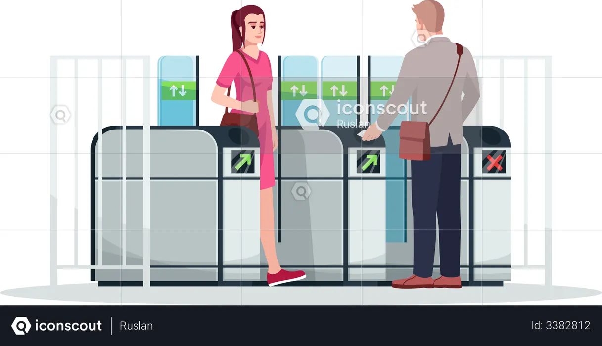 People using public transport  Illustration
