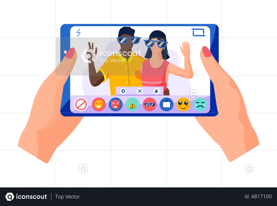 People using smart AR filter  Illustration