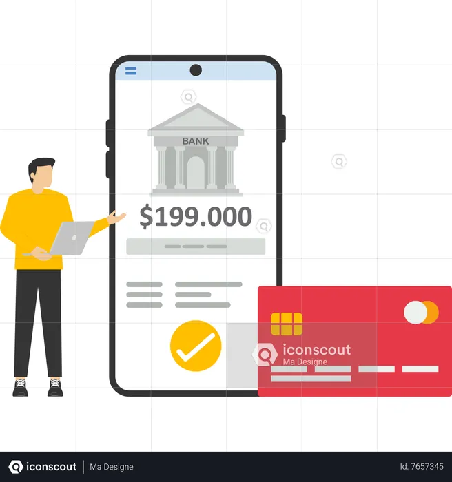 People using smart phones for online banking and accounting  Illustration