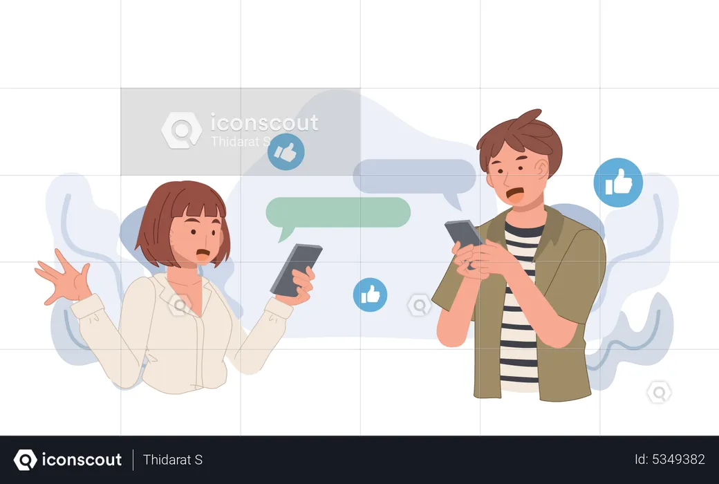 People using smartphone for sending messages  Illustration