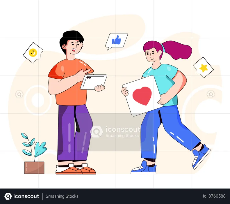 People using social media  Illustration