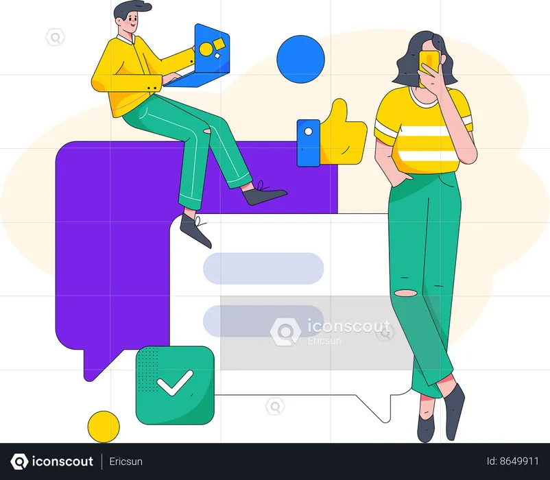 People using social media app  Illustration