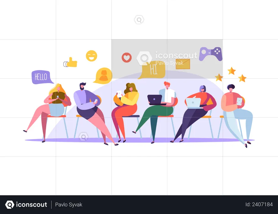 People using social media application  Illustration