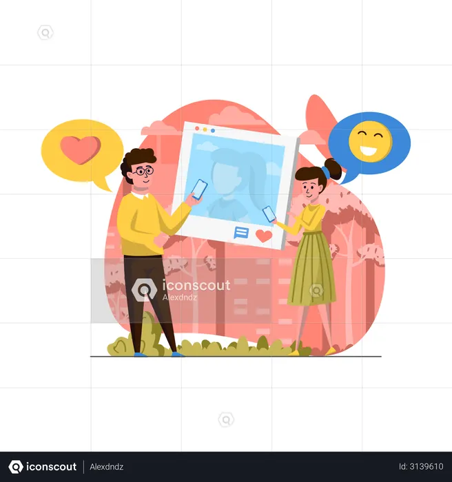 People using social media  Illustration