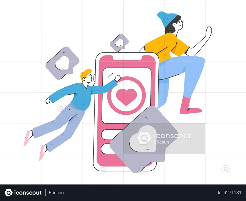 People using social media  Illustration