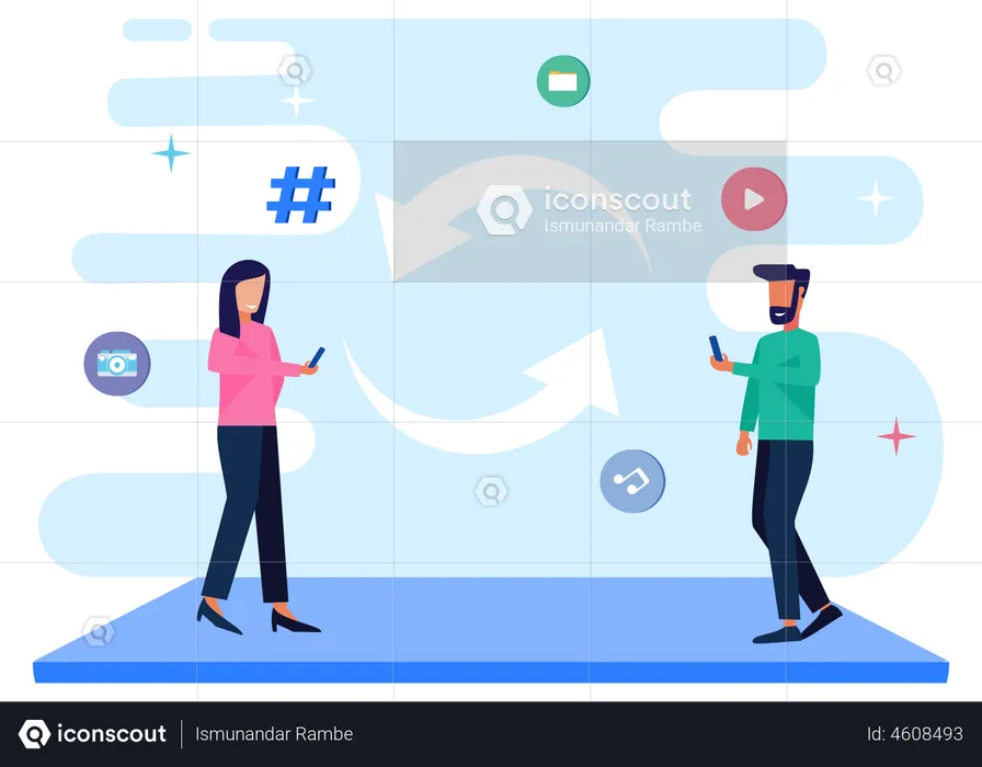 People using social media  Illustration