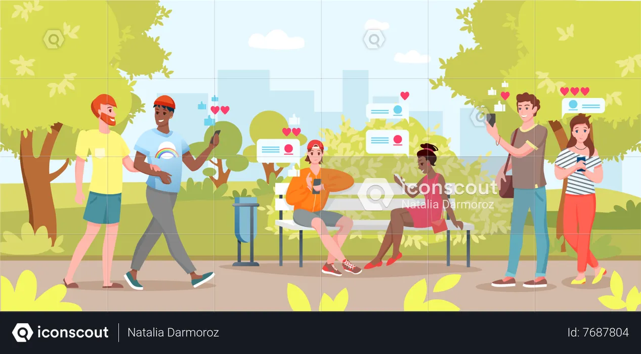 People using social media platform  Illustration