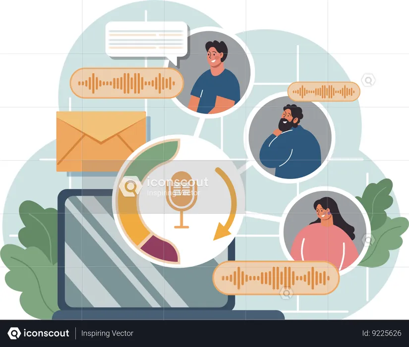 People using voice search feature  Illustration