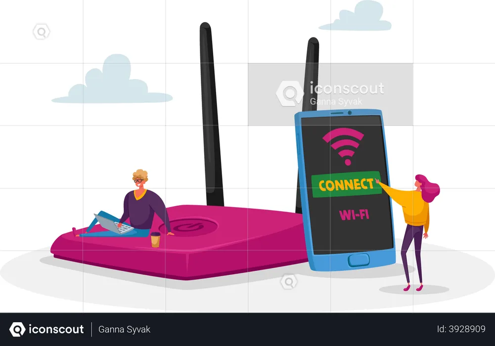 People using Wi-Fi  Illustration