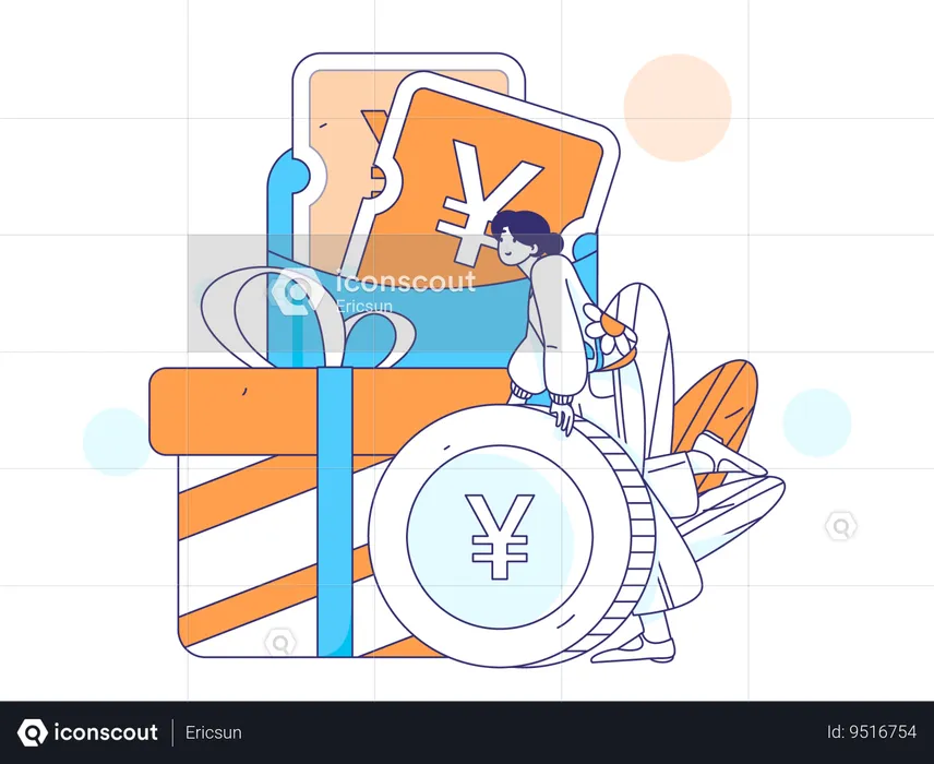 People using Yen gift wallet  Illustration