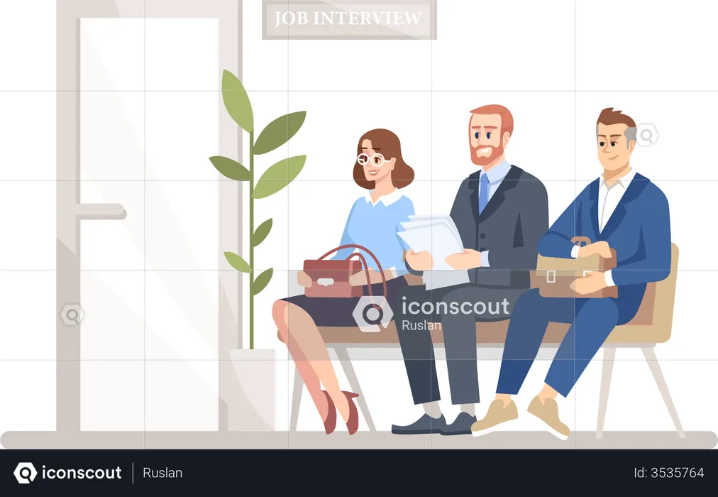 People waiting for job interview  Illustration