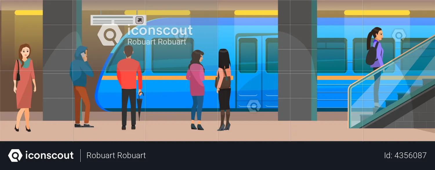 People waiting for metro  Illustration