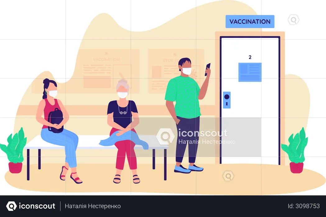 People waiting for vaccination  Illustration