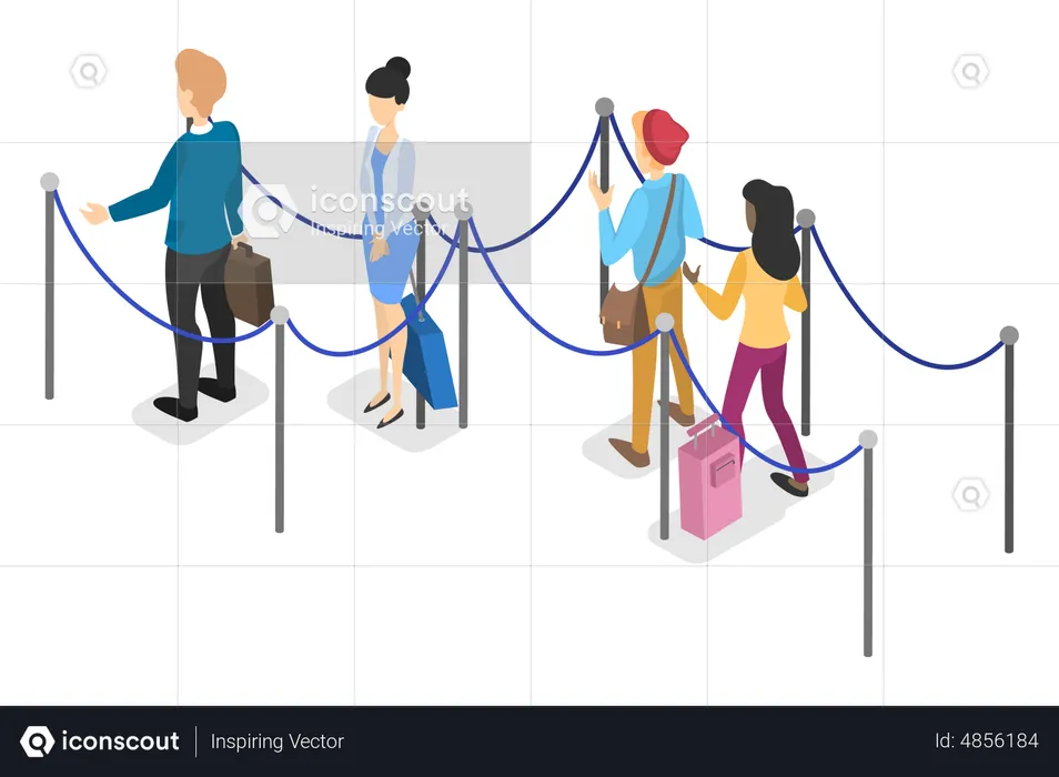 People waiting in queue at airport  Illustration