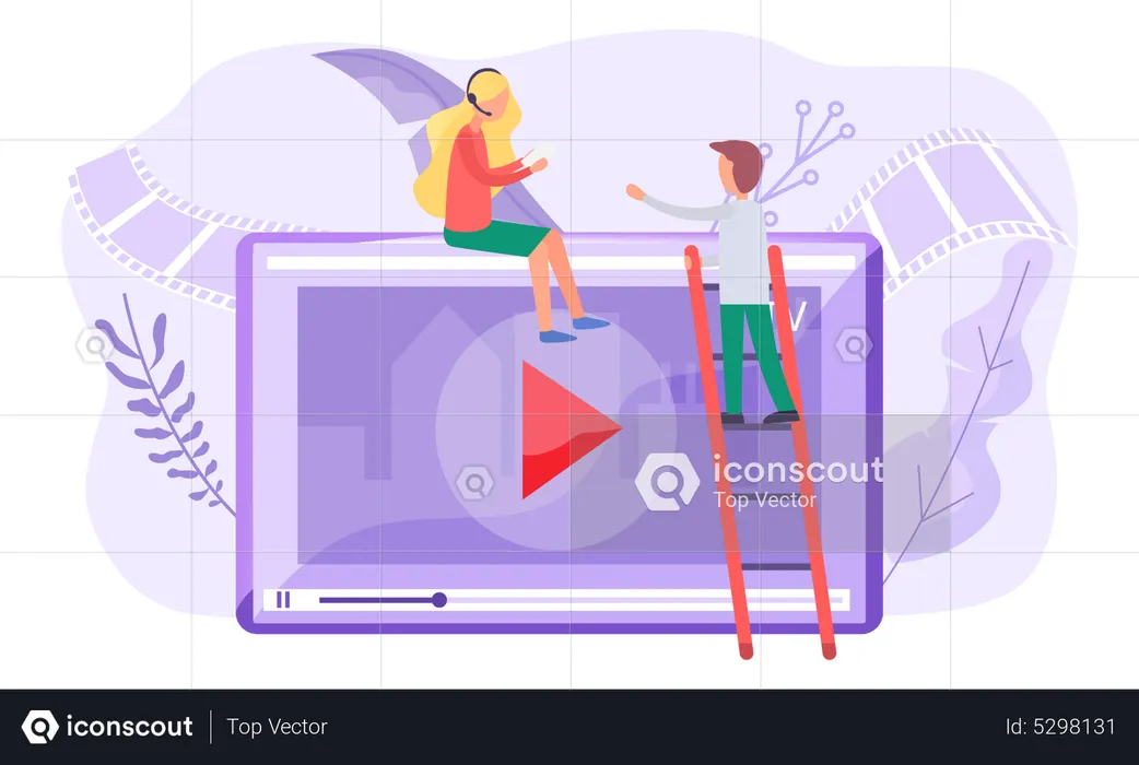 People watching online video tutorial  Illustration
