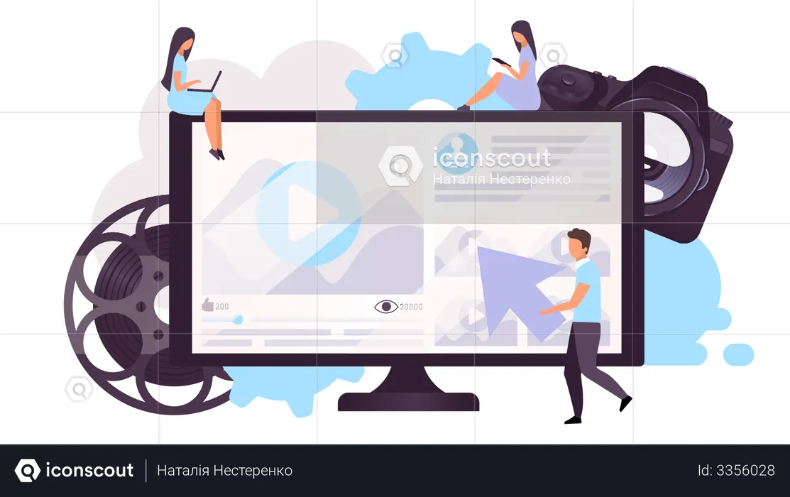 People watching video on online platform  Illustration