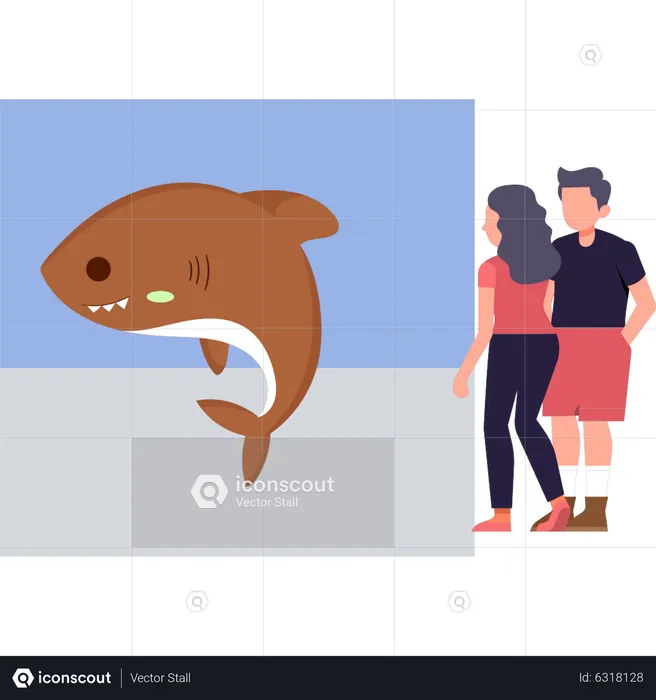 People watching whales  Illustration