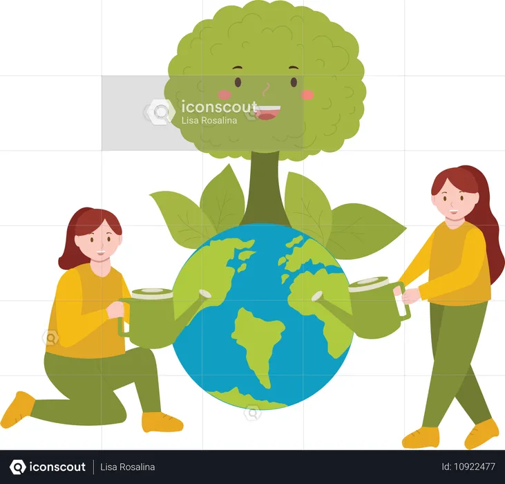 People watering Tree  Illustration