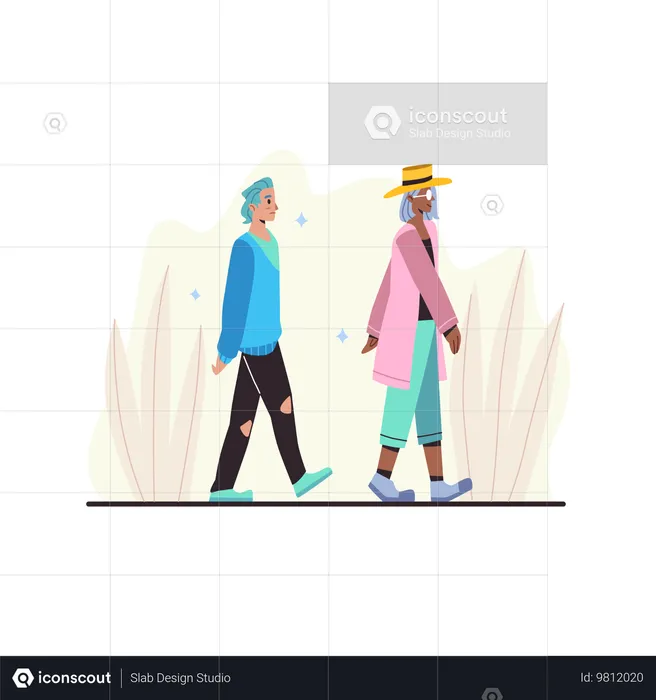 People wearing fashionable outfit  Illustration