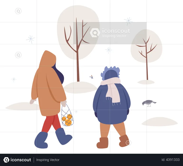 People wearing winter clothes  Illustration