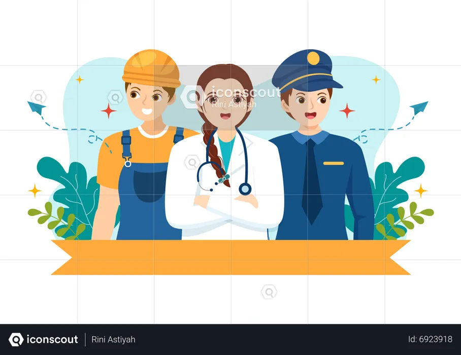 People with different professional skills  Illustration