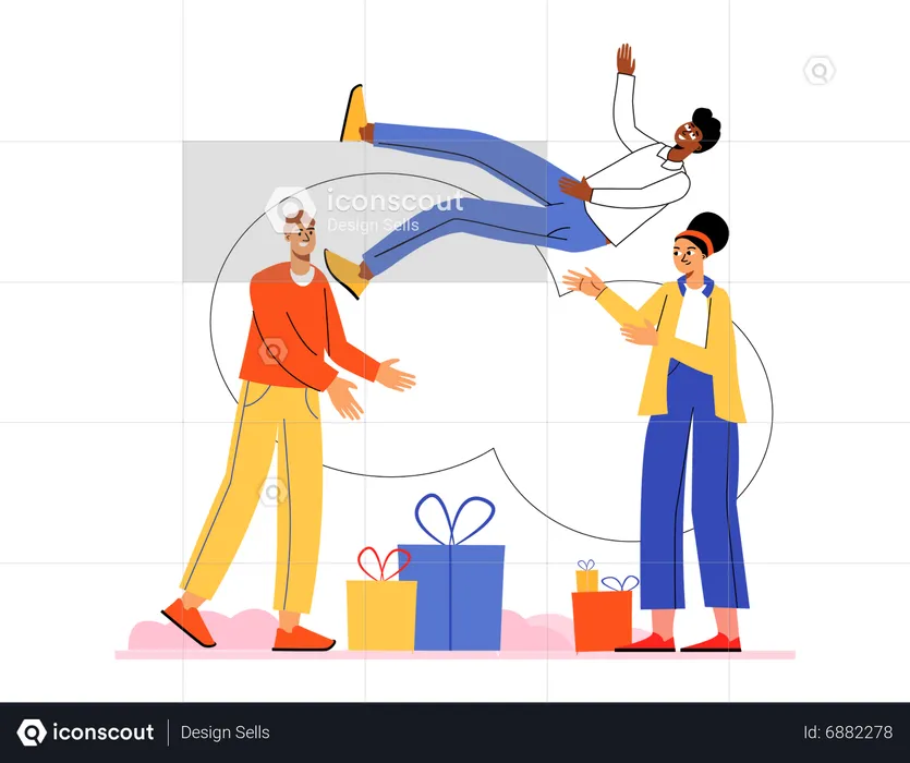 People with gift box  Illustration