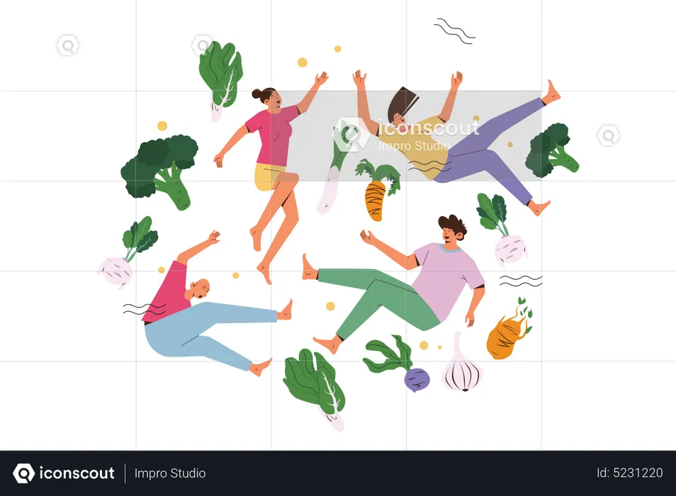 People with healthy food  Illustration