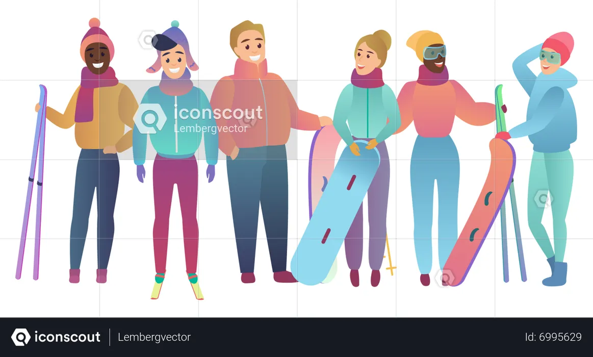 People with ice sport equiment  Illustration