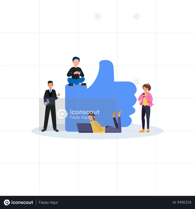 People with like sign  Illustration