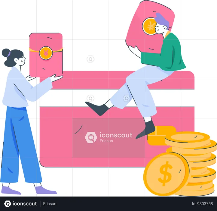 People with money wallet  Illustration