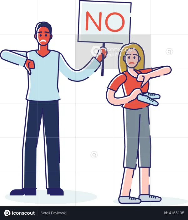 People with no signboard and negative feedback  Illustration