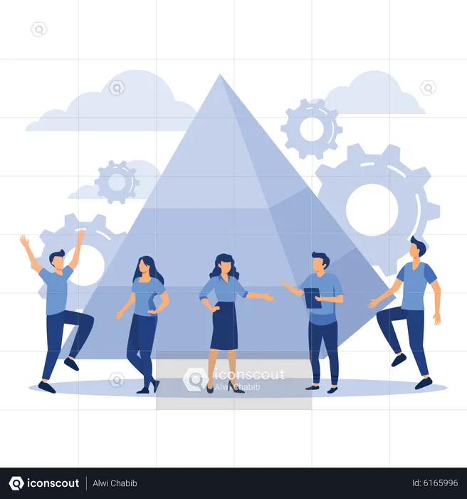 People with success pyramid  Illustration