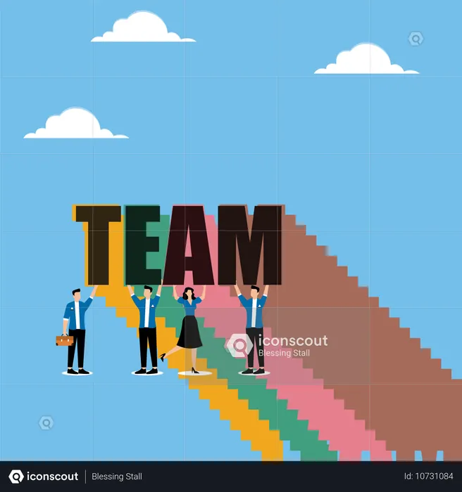 People with team letters, Brainstorming  Illustration