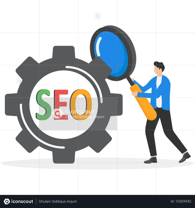 People work as team of SEO  Illustration