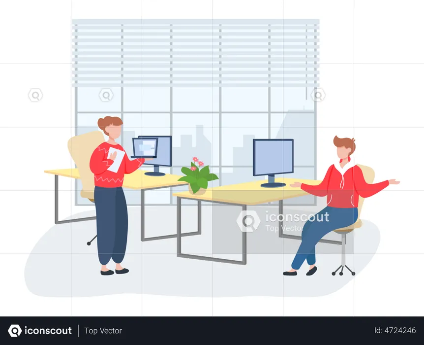 People work in company  Illustration