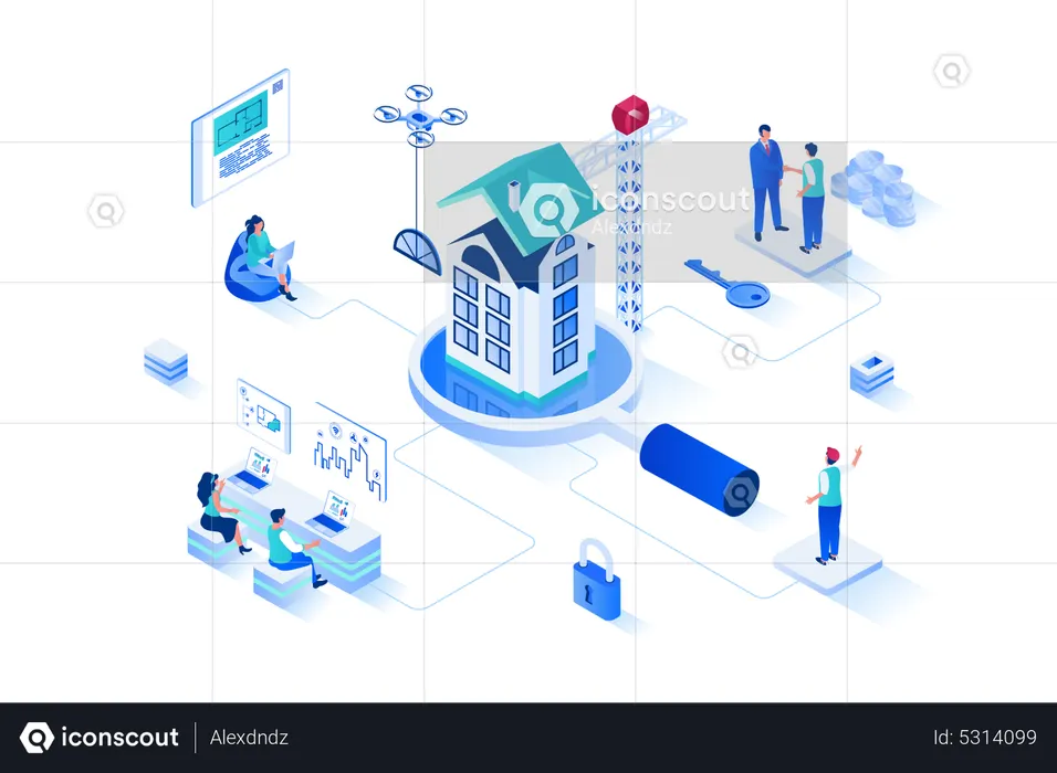 People work in real estate business  Illustration