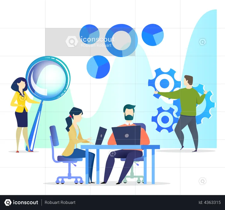 People work in technical support  Illustration
