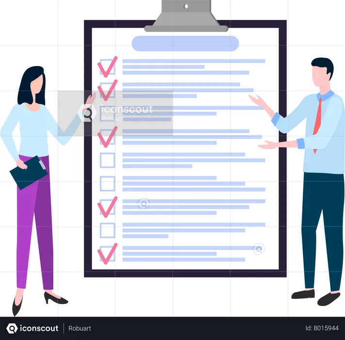 People work with checklist planning  Illustration