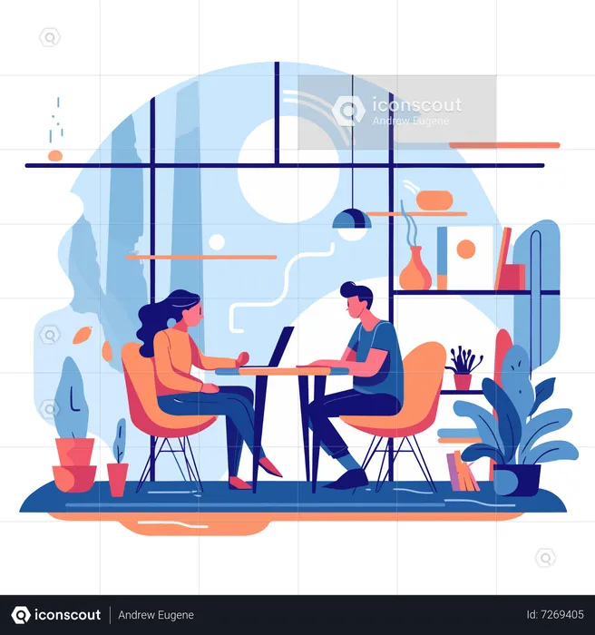 People Working At Office  Illustration