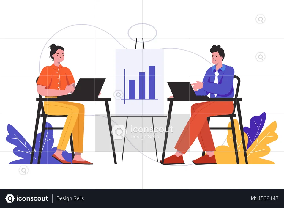 People working at office together  Illustration