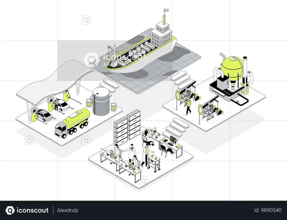 People working at Oil industry  Illustration