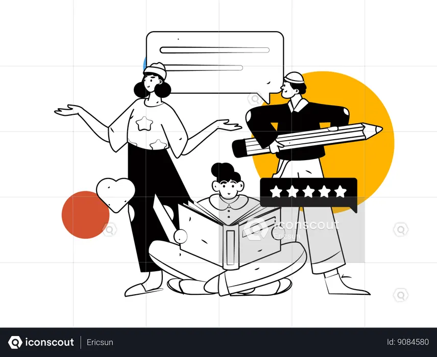 People working for customer comment  Illustration