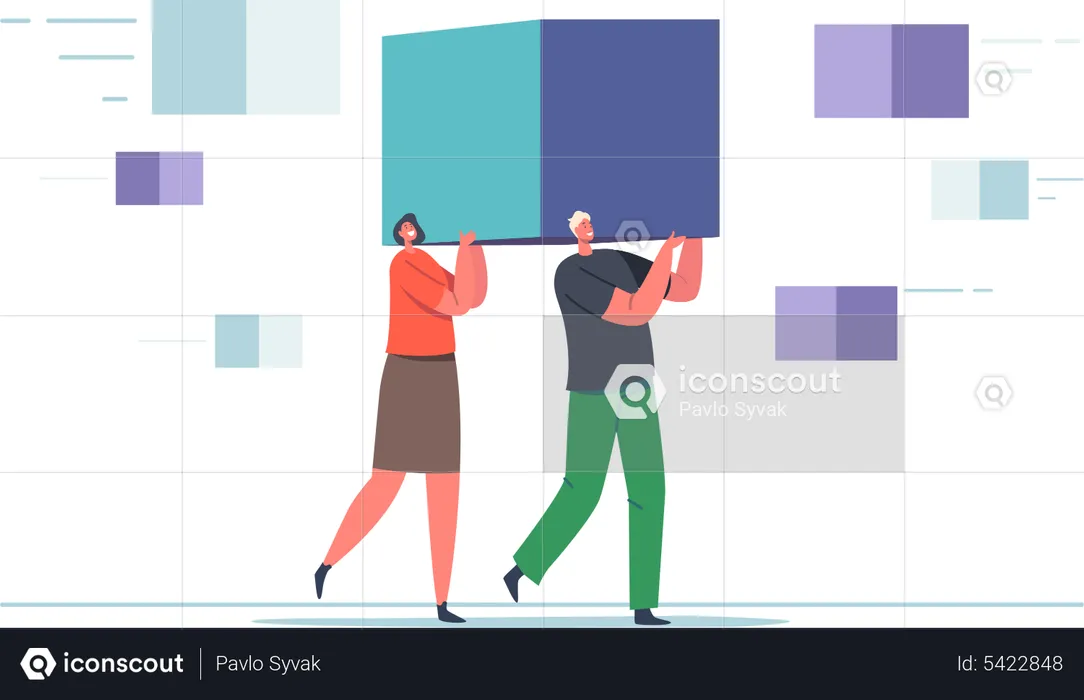 People Working In Data Center  Illustration