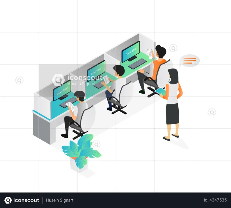 People working in office  Illustration