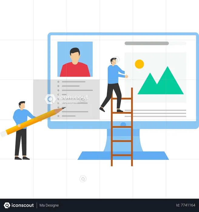 People working on building website  Illustration