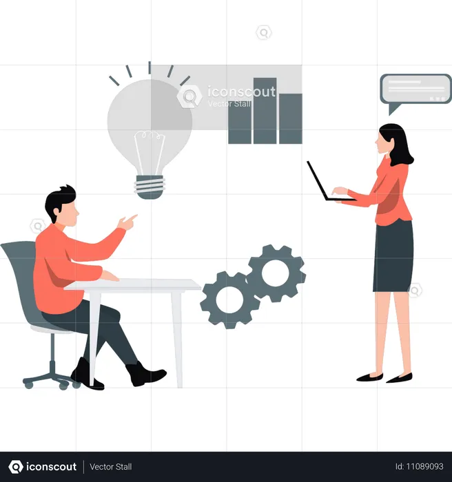 People working on business idea  Illustration