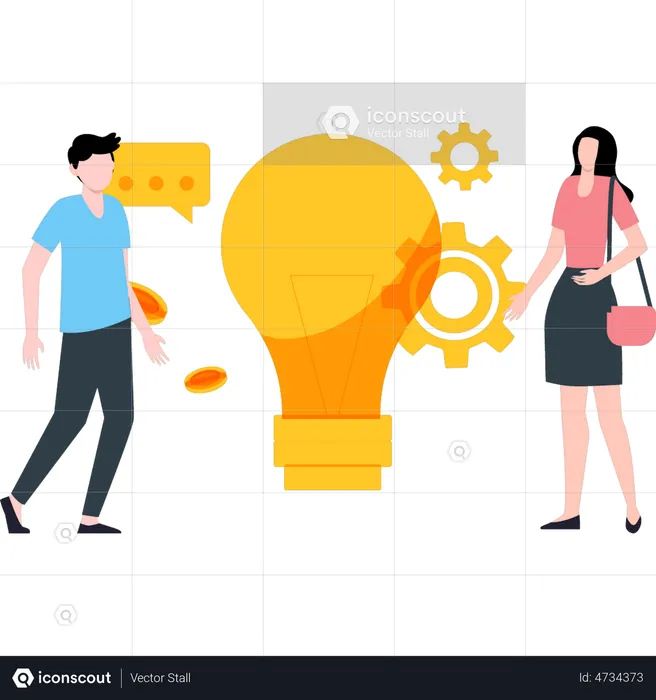 People working on business idea management  Illustration