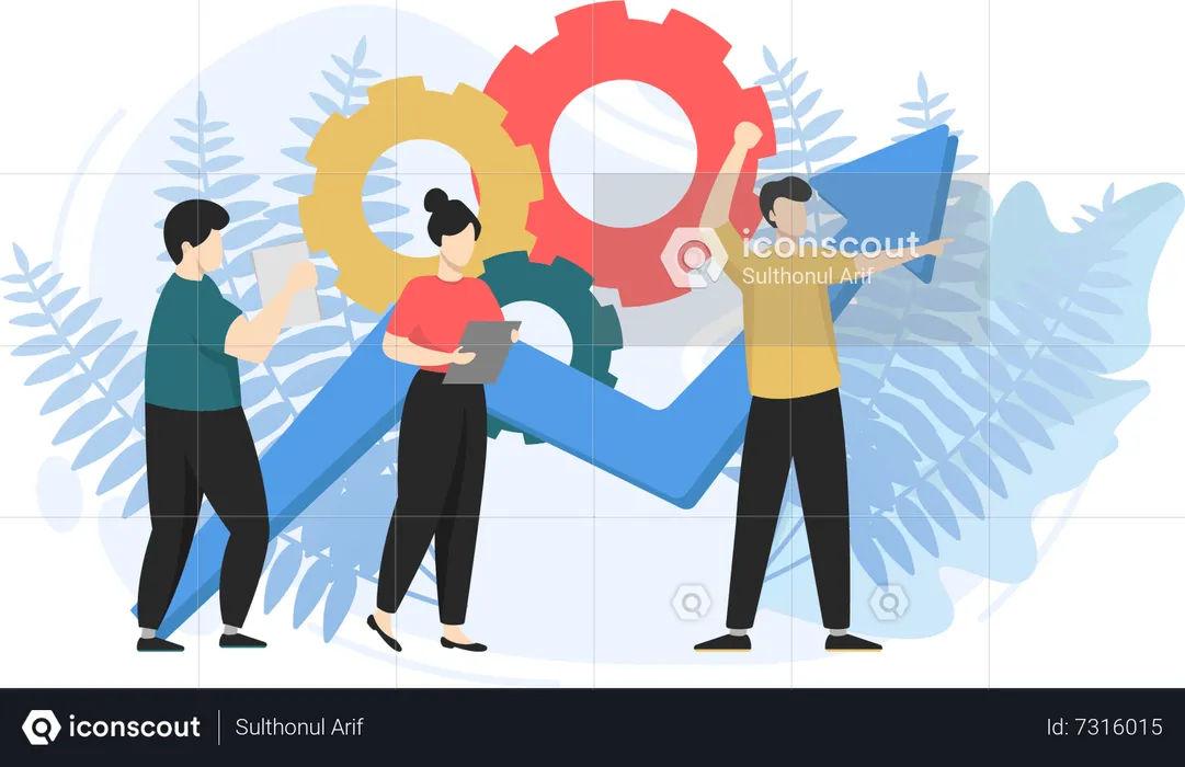 People working on business management  Illustration